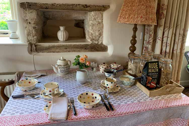 Breakfast table at Well Farm Frampton Mansell